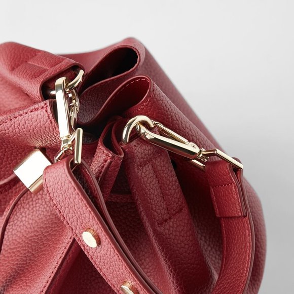 Zara Bags Nwt Zara Red Studded Bucket Bag Poshmark